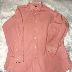 Ben Sherman mens orange gingham plaid button up size large Shirt Spring Easter